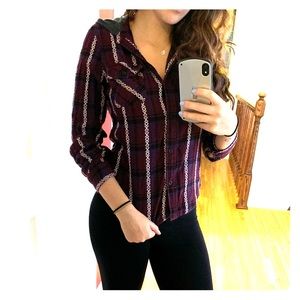 Purple hooded flannel